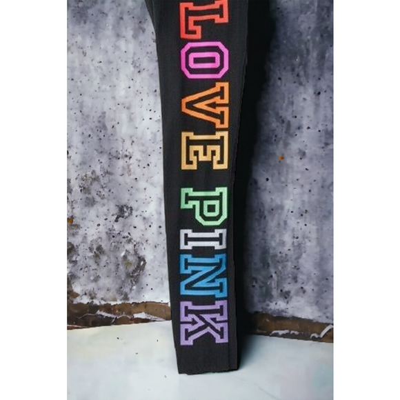 60% OFF NWT - Victoria's Secret Love Pink Logo High Waist Full Length Leggings S - Picture 3 of 4